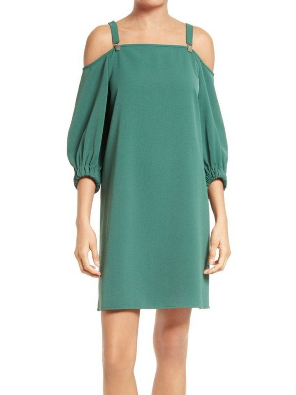 Tibi Juniper Green Cold Shoulder Suspender Strap Mini Dress Size 2